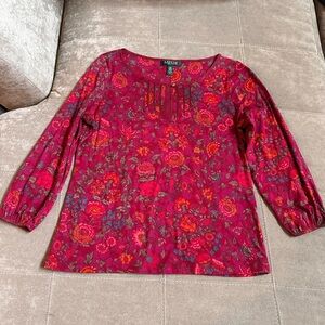 Red Floral Women's Top